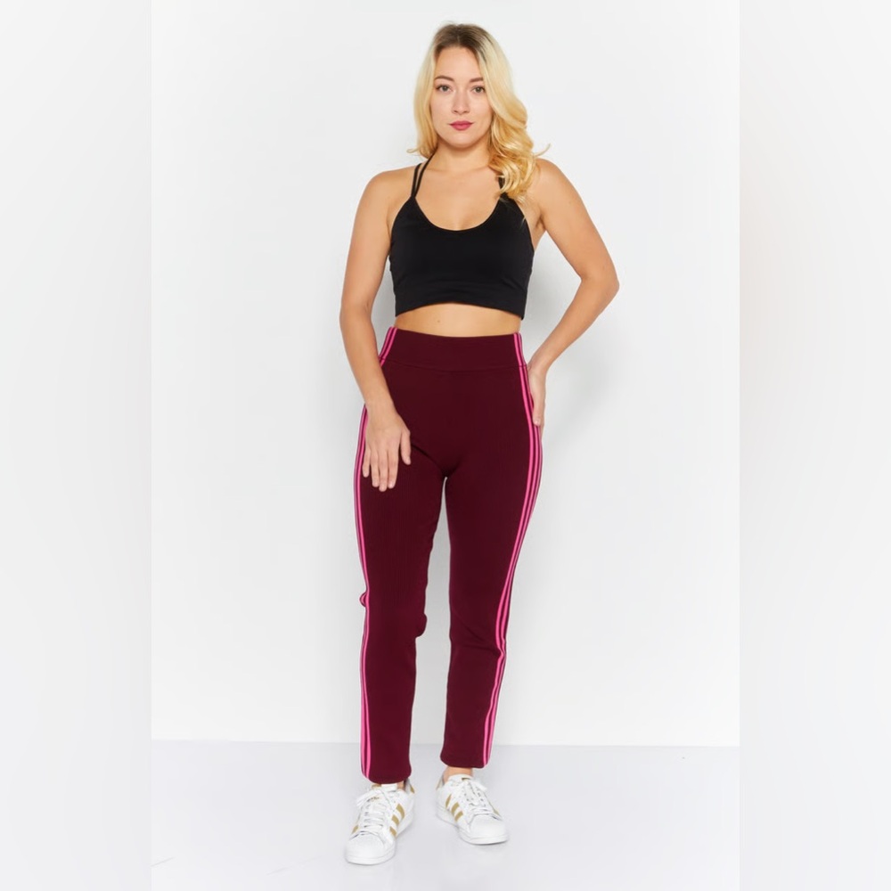 IVY PARK Maroon Ribbed Knit Top